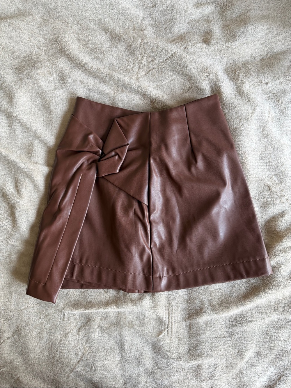 Princess Polly Mauve Brown Faux Leather Twist Mini Skirt